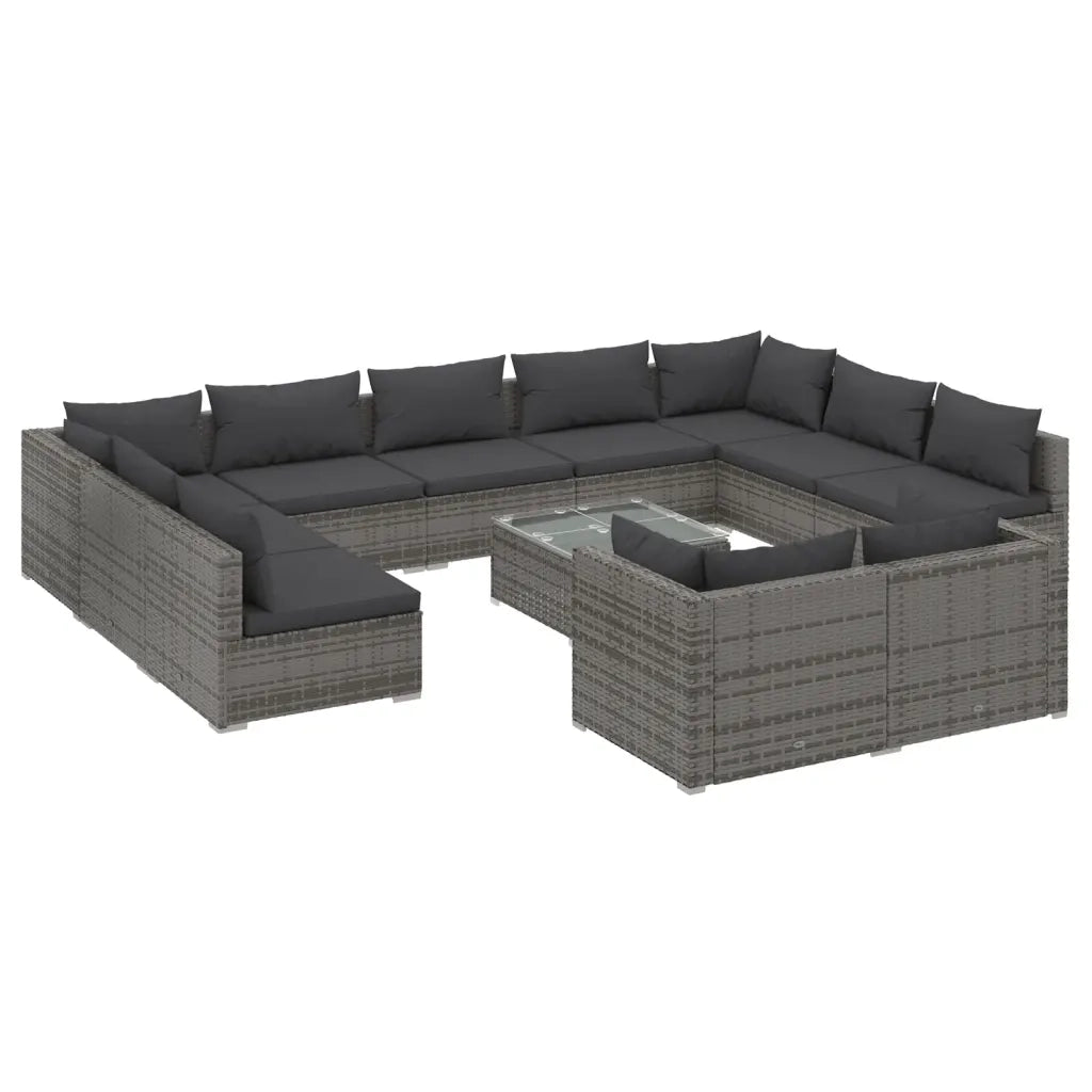 Set Divani da Giardino 12 pz con Cuscini in Polyrattan Grigio cod mxl 40443