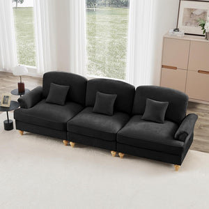 Divano 3 posti classico - Xylo - Stile mid-century, chenille, nero