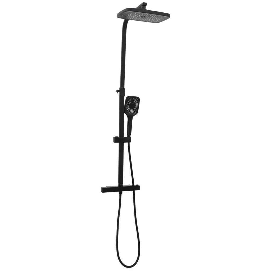 Set Soffione Doccia Duale con Miscelatore e Tubo Ottone Nero CFW8660184