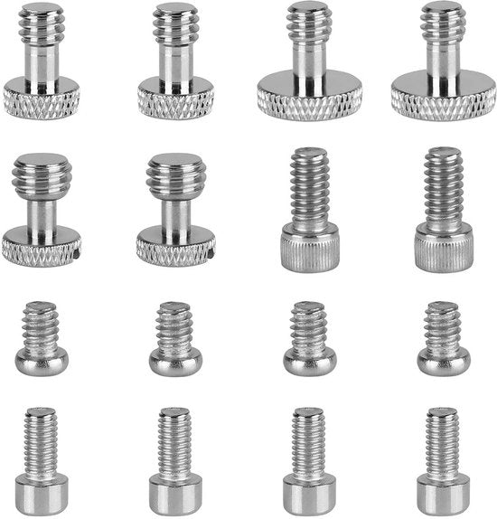 Assortimento di viti a guscio 16 pezzi - 1/4"-20 - 3/8"-16 - M5 - viti a testa a sega - viti a testa a 6 facce - scatola di viti in plastica