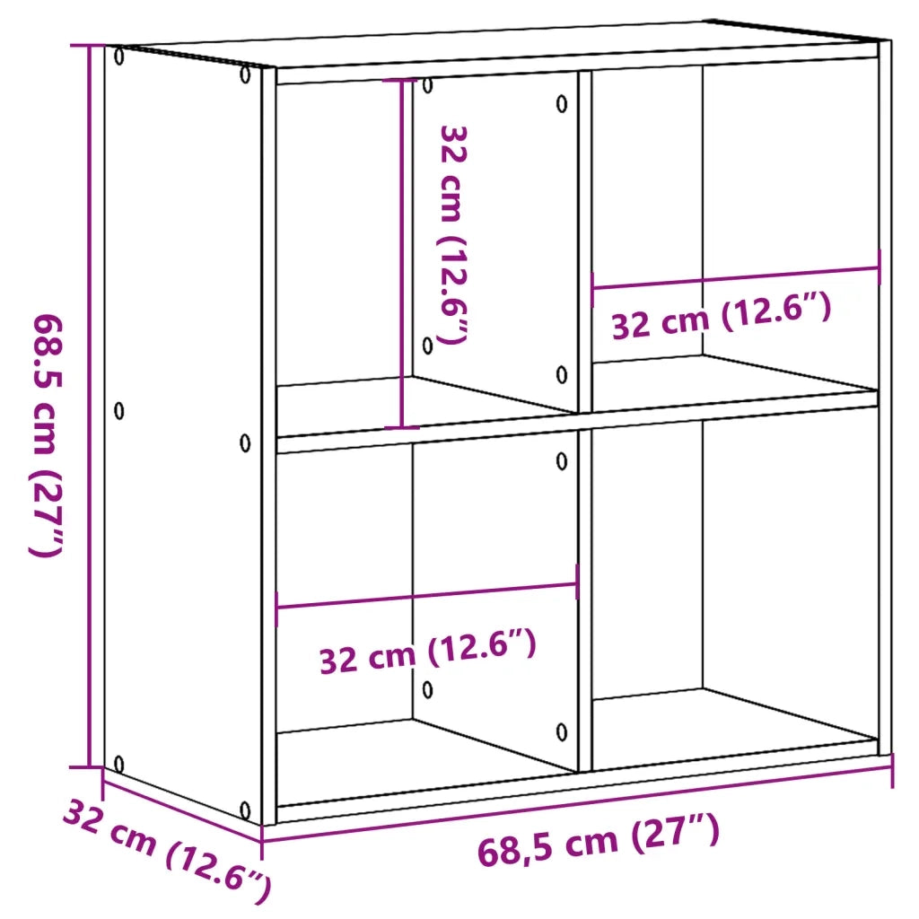 vidaXL Libreria Legno Antico 68,5x32x68,5 cm in Legno Multistrato