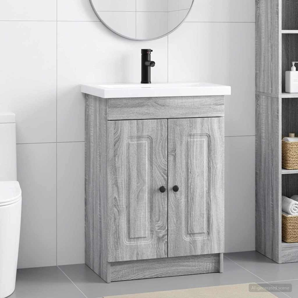 Set di mobili per il bagno Sonoma grigio 56 x 37,5 x 81 cm 3404170