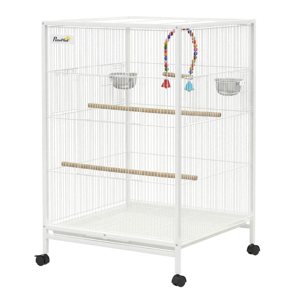 Gabbia per Uccelli con Ruote ¨C zephmum ¨C 48x46x78 cm Bianco