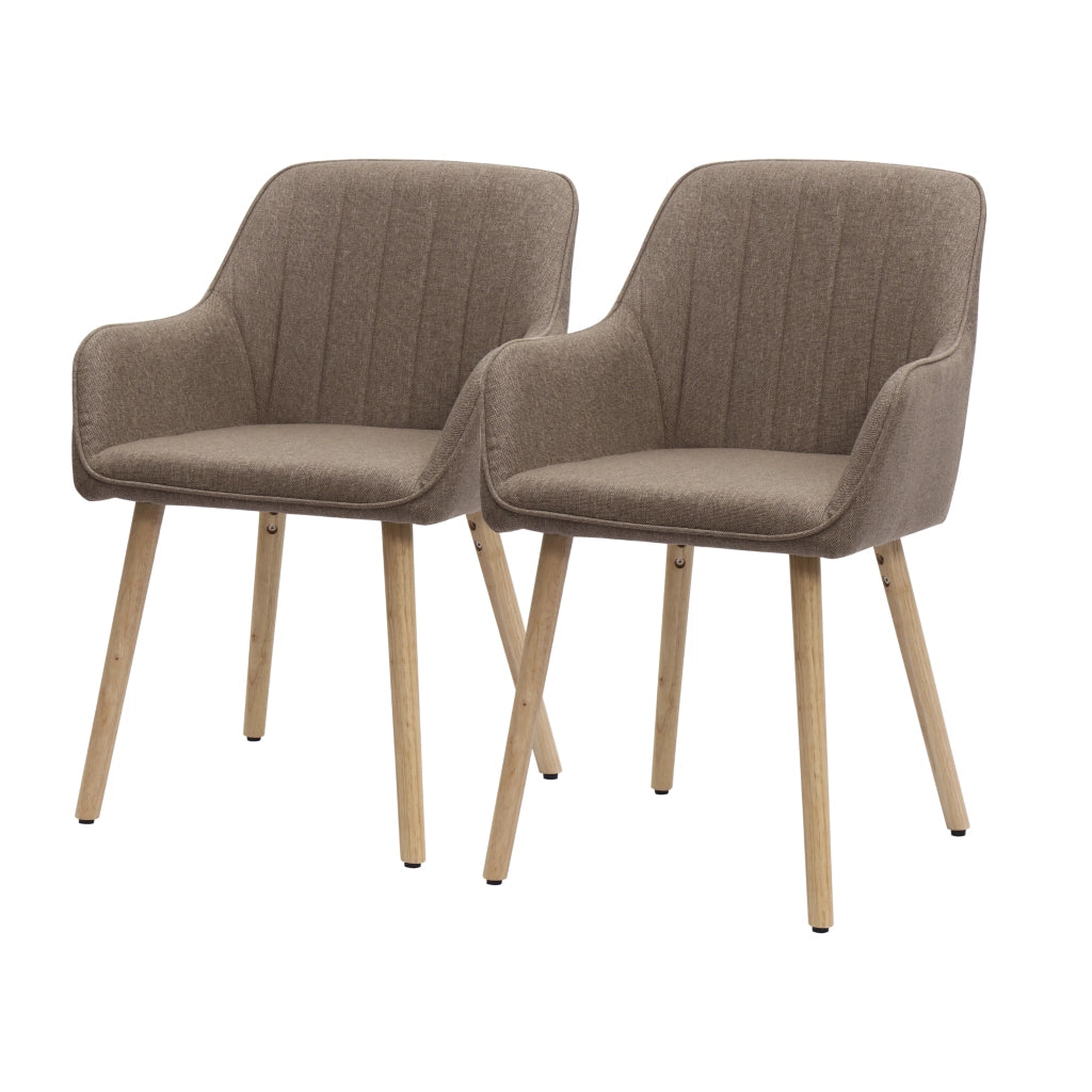 Sedia da pranzo con Braccioli Integrati e Schienale Alto, Design Ergonomico, in Tessuto e Legno, Marrone