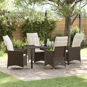 Set da Pranzo per Giardino con cuscino 5 pcs Marrone polyrattan 3379544