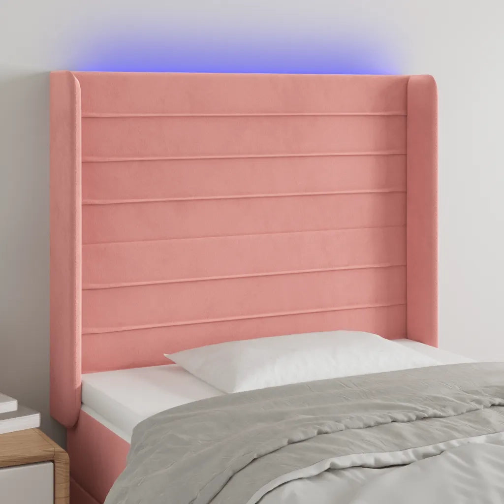 Testiera | Testata a LED rosa 103x16x118/128 cm in Velluto
