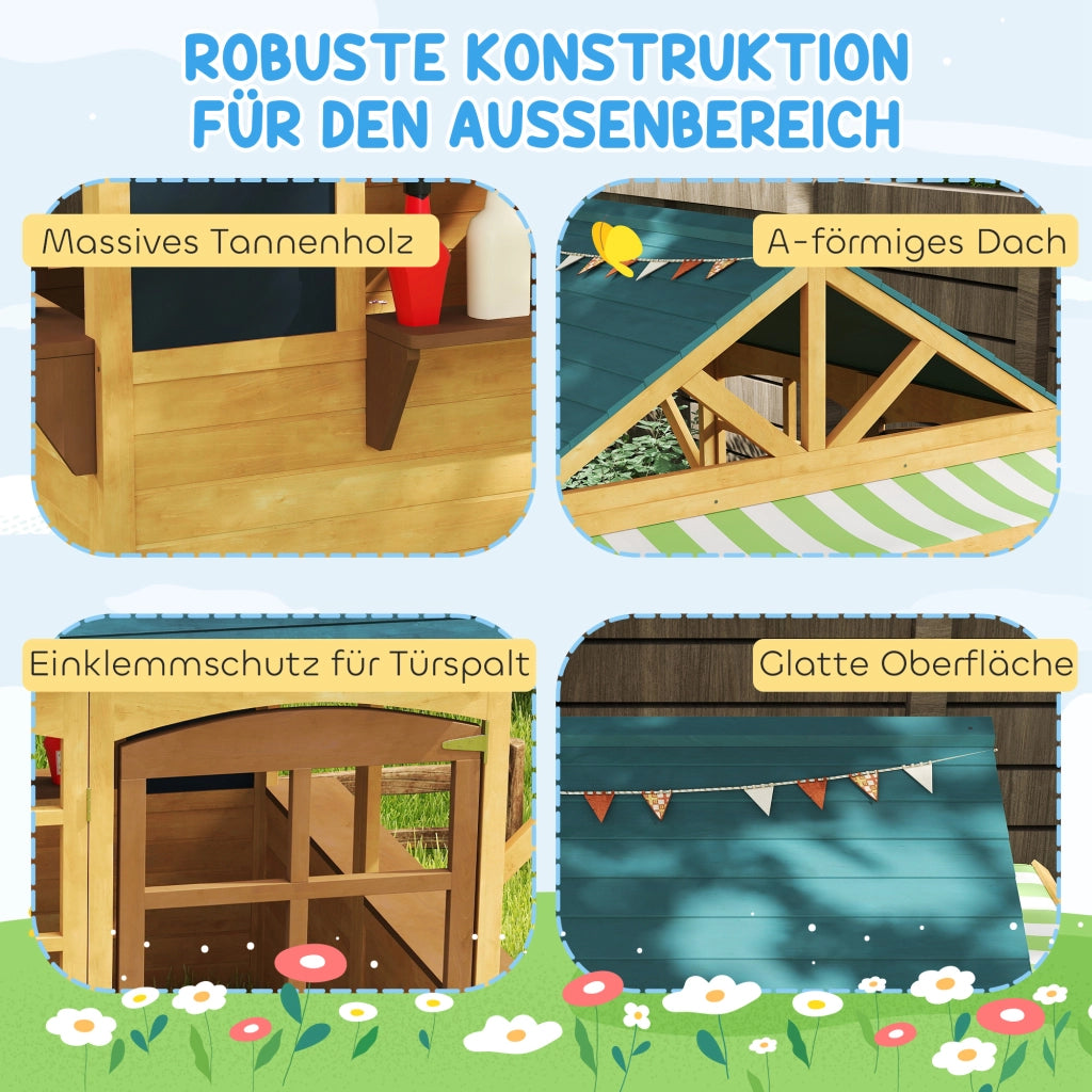 Casetta per bambini in legno di pino pieghevole ¨C Minimal ¨C marrone e blu