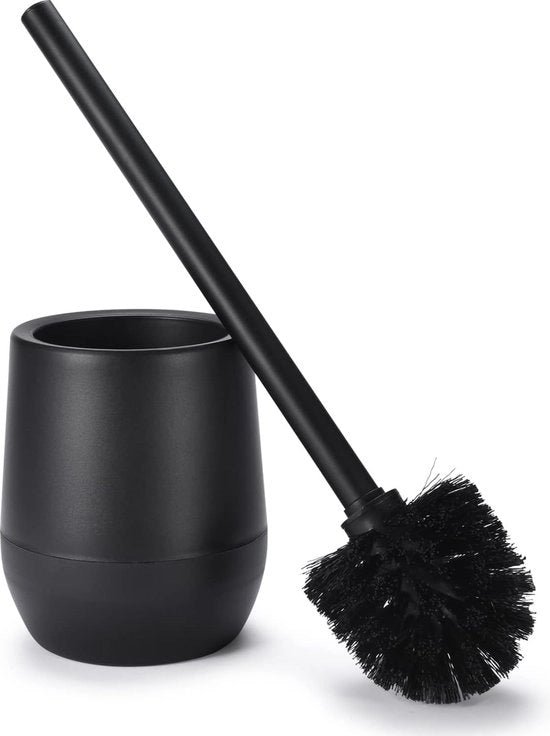 Toiletborstello con Pennello e Supporto Nero - Pennello per la Toilette con Setole Rigide per la Stanza da Bagno - Nero