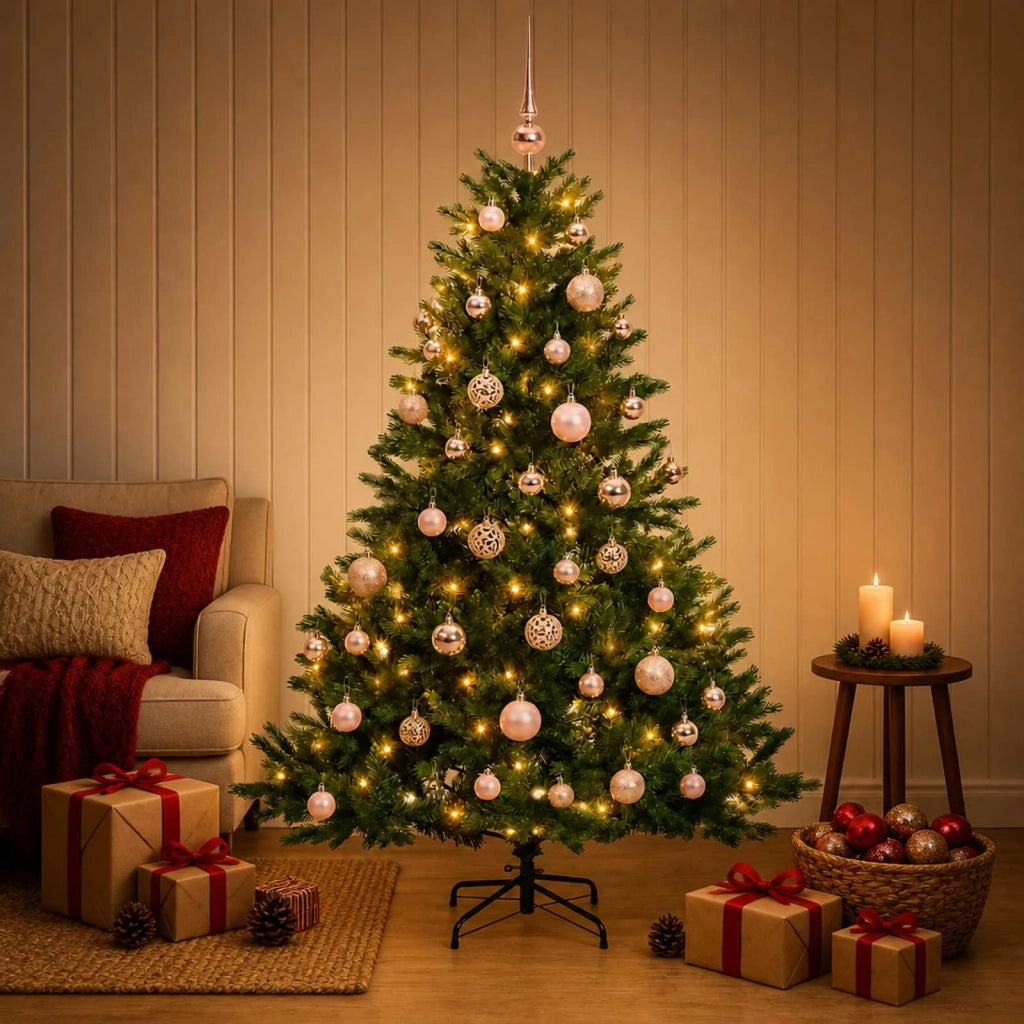 Albero di Natale artificiale con palline 150 cm 150 LED 3465752