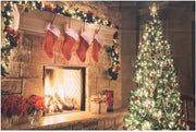 Decorazione di Natale per muro con albero di Natale penzante e camino aperto - Decorazione da parete festiva per soggiorno e camera da letto - 150x130cm