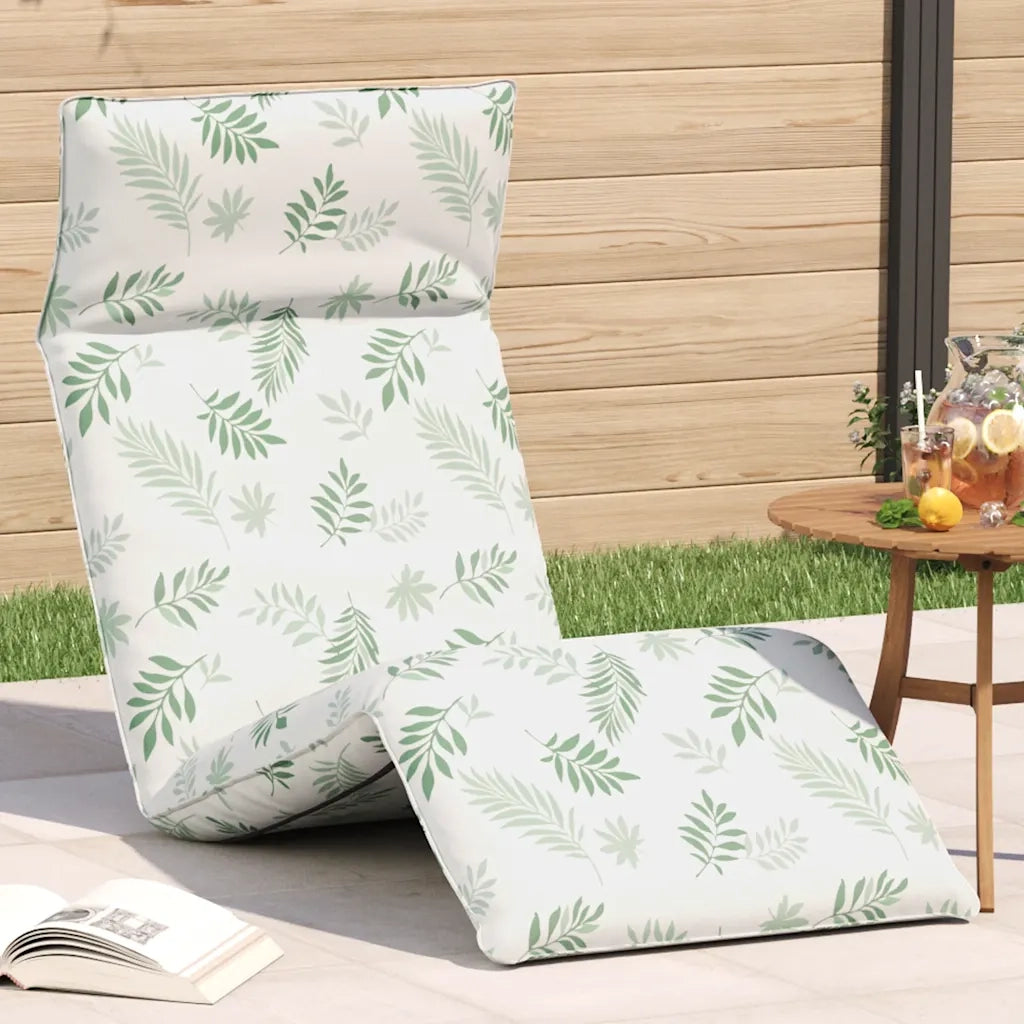Lettino Pieghevole Motivo a Foglie 175x54x8,5 cm Tessuto Oxford