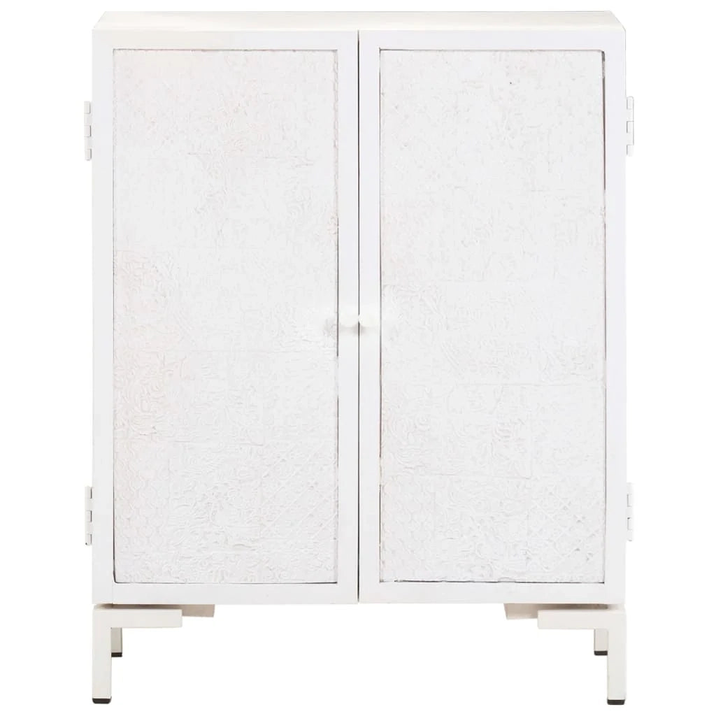 Buffet credenza cassettiera armadio mobile contenitore organizer per cucina soggiorno salotto 60 x 30 x 76 cm legno massello di mango bianco 02_0029604
