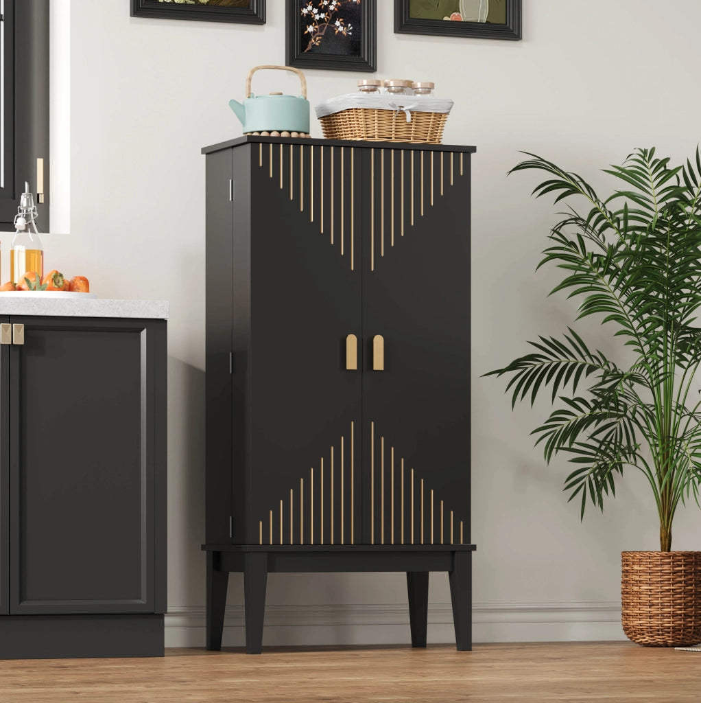 Credenza contenitore nera in MDF 120x59x30 cm