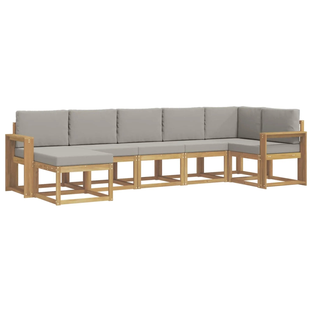 Set di divani da esterno 7 pcs Bianco e Grigio Chiaro 3387950