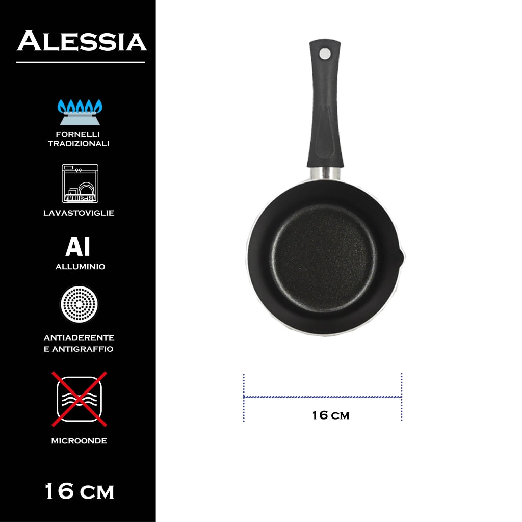 MA MAISON CASSERUOLA CONICA LINEA ALESSIA 16 CM - 8H CM CON UN MANICO ANTIADERENTE E ANTIGRAFFIO IN ALLUMINIO