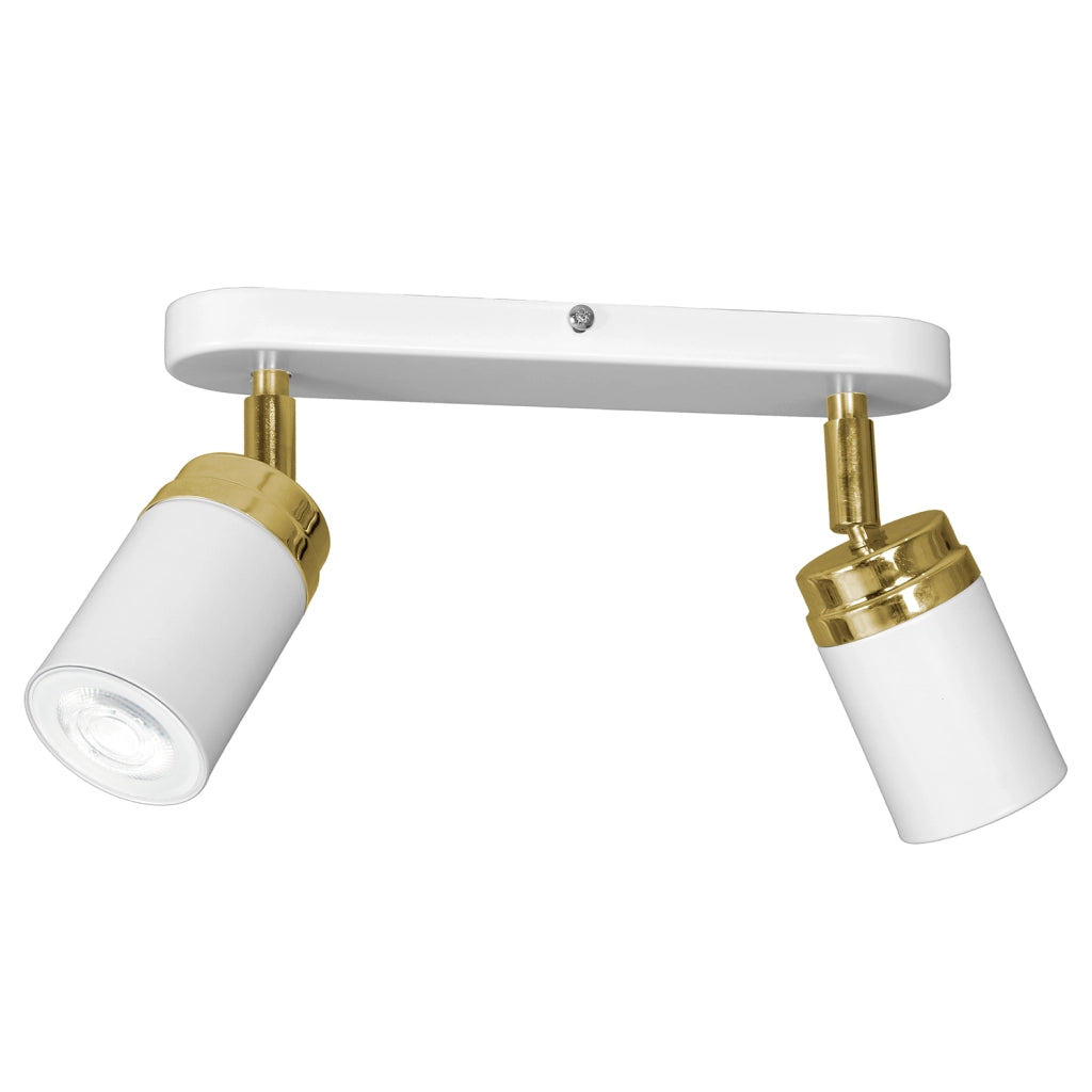 Barra 2 faretti orientabili bianco/oro GU10 15W Luminex