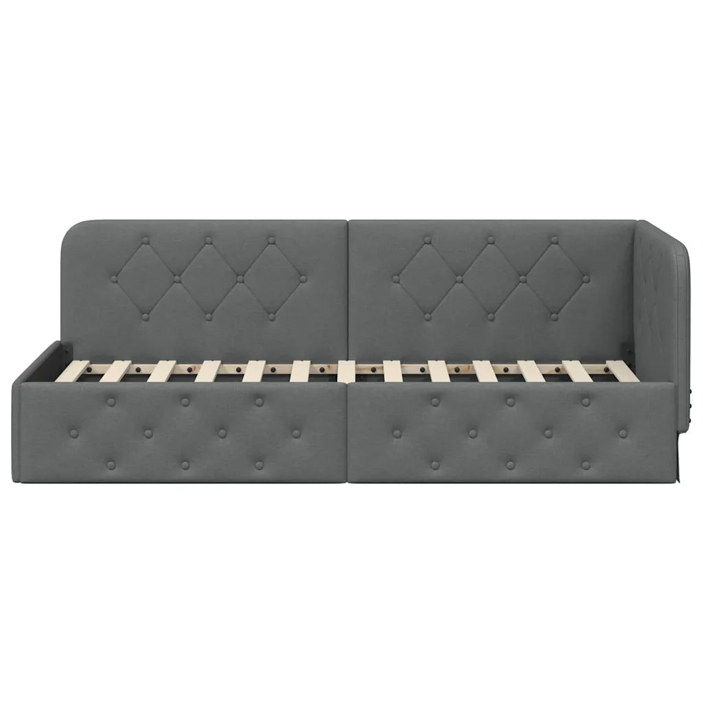 Cornice del letto ad angolo Grigio scuro 80 x 200 cm Tessuto 42016480