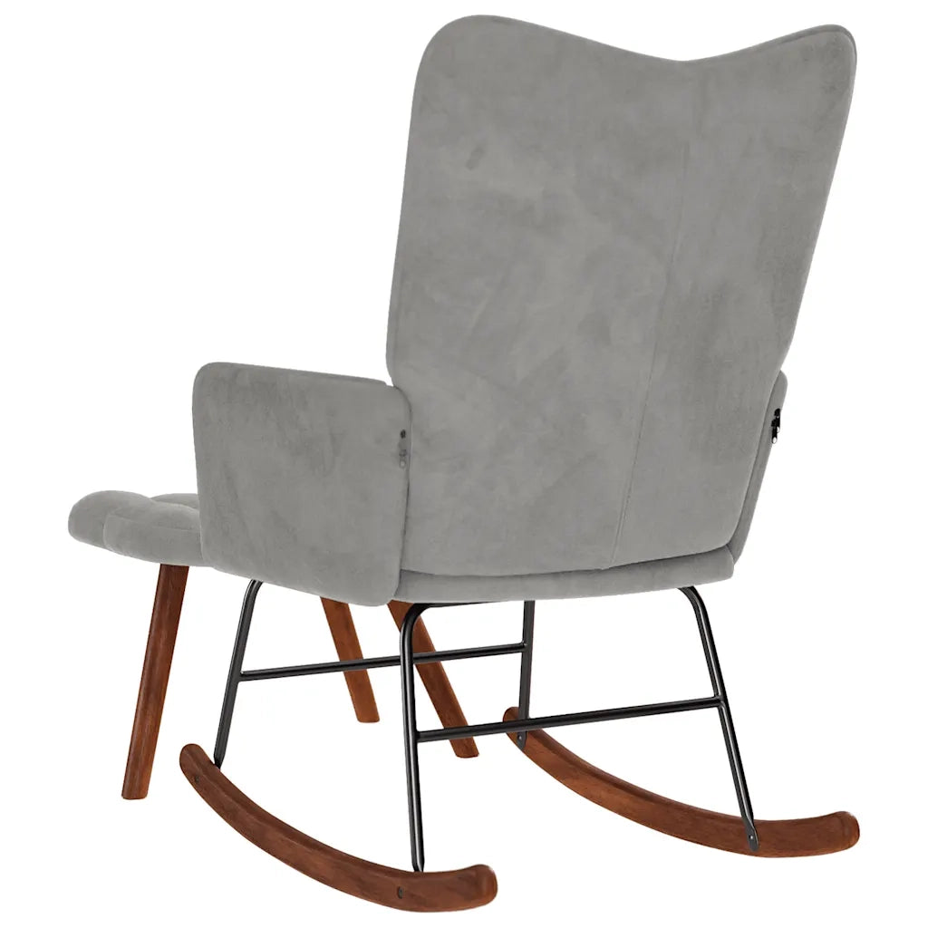 Sedia a dondolo con sgabello in velluto grigio chiaro CFW7116419