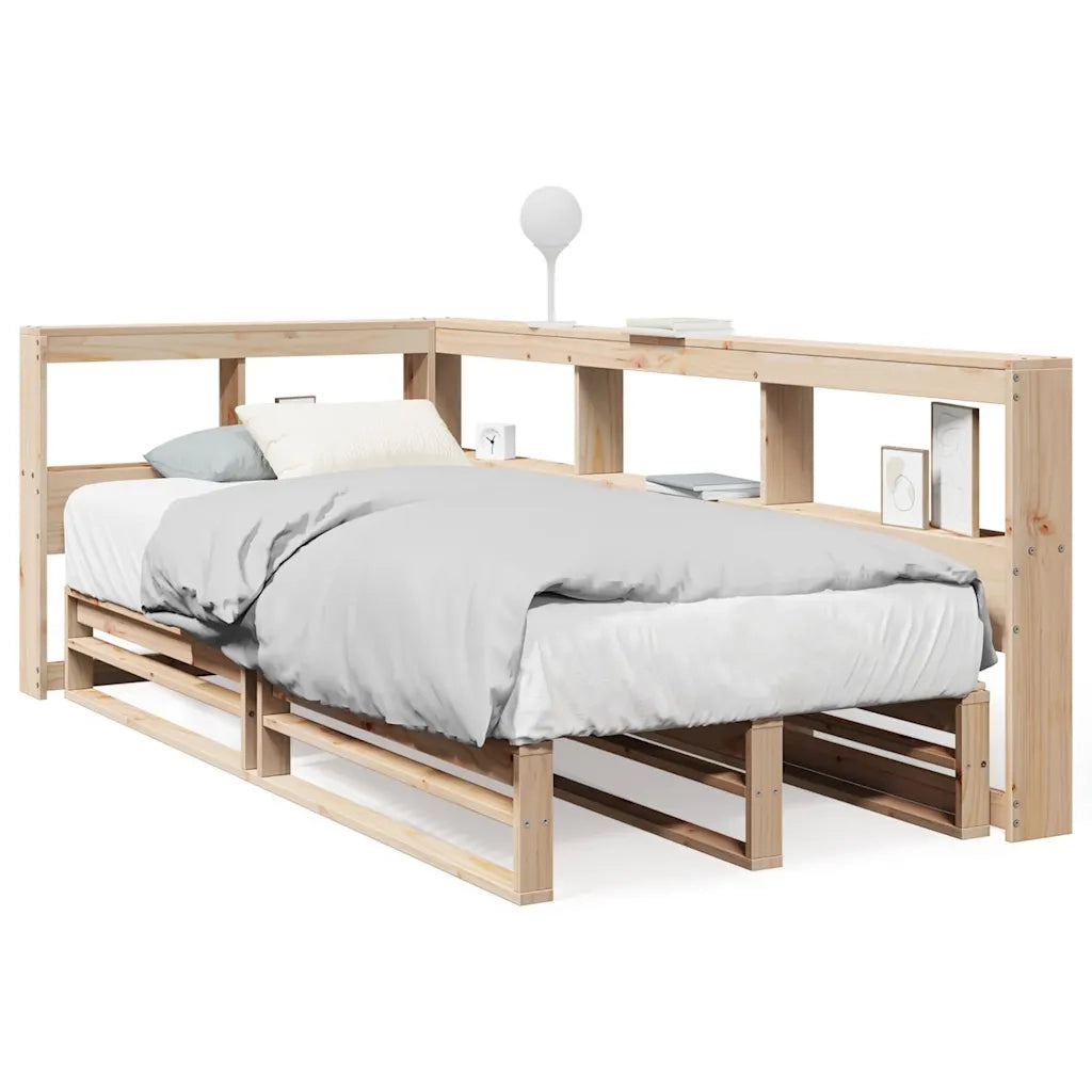Letto Libreria senza Materasso-Struttura Letto con contenitore 90x190 cm Legno Massello Pino 472132
