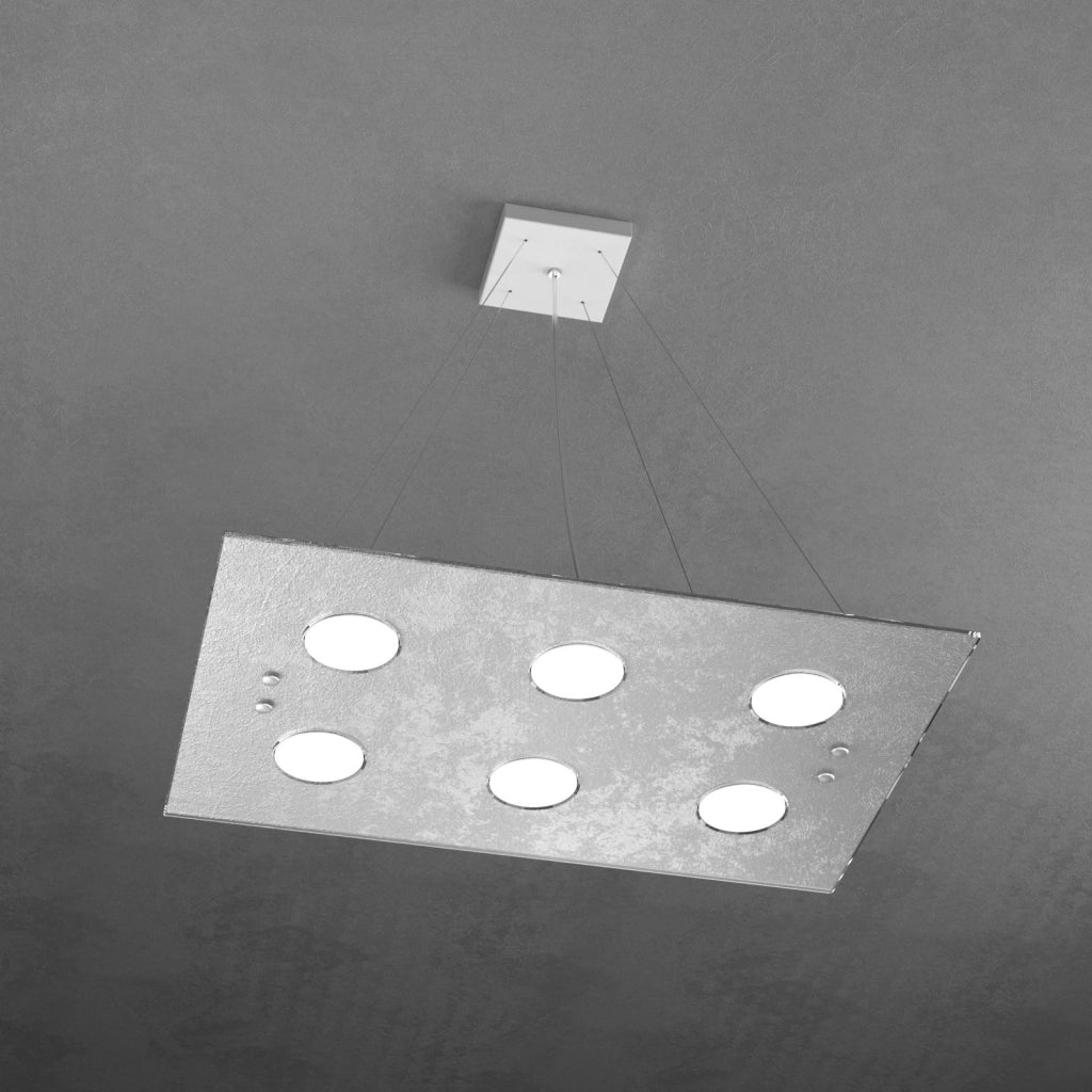 PATH SOSPENSIONE 6 LUCI FOGLIA ARGENTO 1141-S6 R-FA