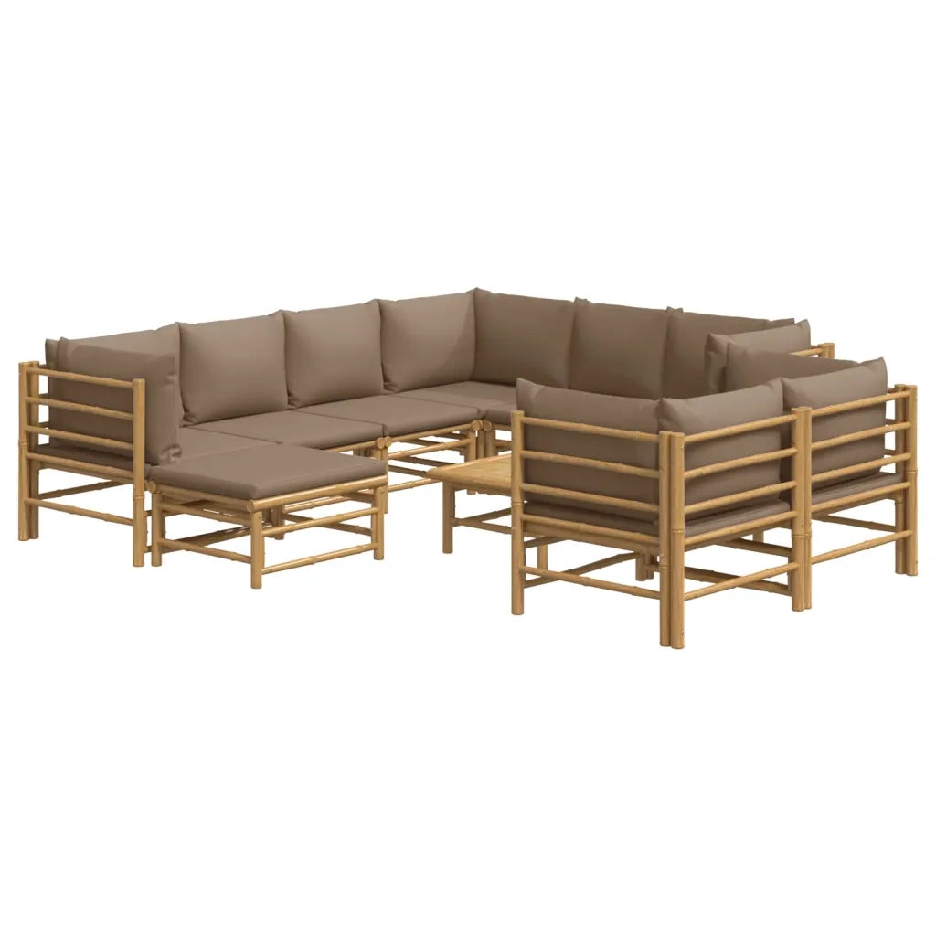 Set Salotto da Giardino 10pz con Cuscini Tortora BambÃ¹cod mxl 76281