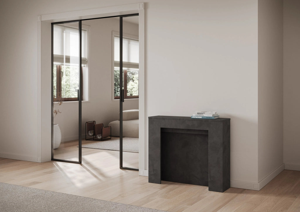 Consolle allungabile 90x25/211 cm Kivra Antracite Spatolato