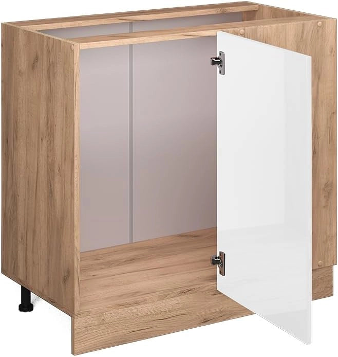 Mobile ad angolo cucina R-Line, Bianco lucido, 86 cm senza piano di lavoro, per la libera combinazione all'interno di sistemi cucina modulari