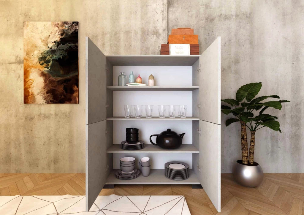Credenza Alta 4 Ante 90x35x120 cm Lumina Cashmere