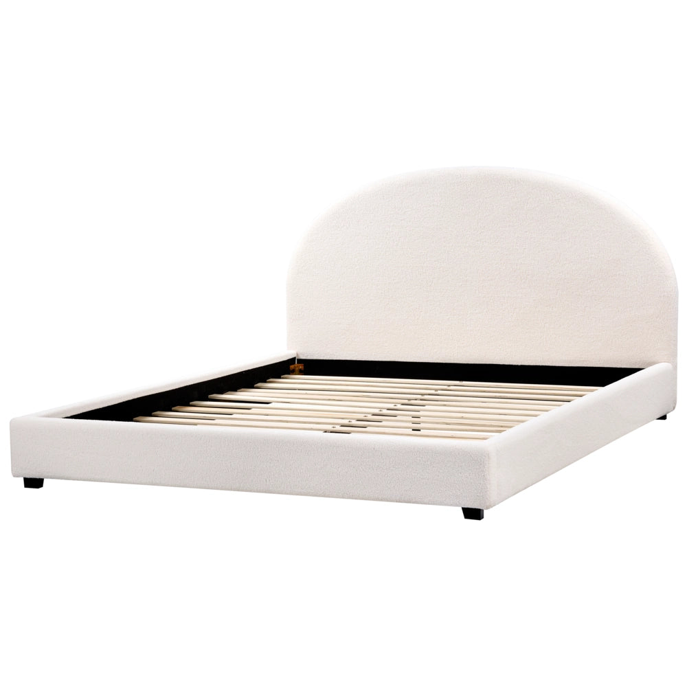 Letto matrimoniale bianco sporco in Boucle 180 x 200 cm Design minimalista retrò