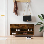Panca Porta Scarpe-Sgabello-Panca Scarpiera Rovere Fumo 102x35x55 cm Legno Multistrato 708126