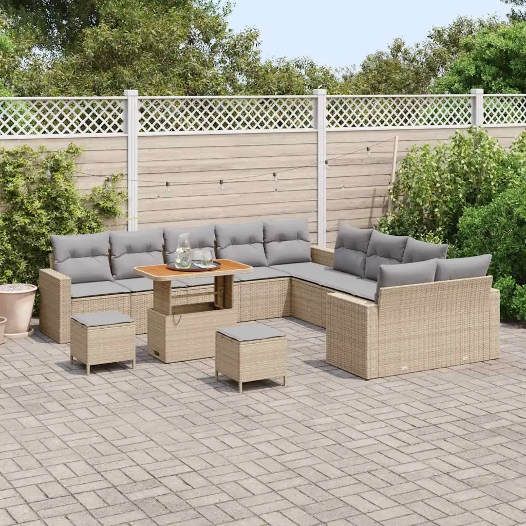 Set Divano da Giardino 13 pcs Beige polyrattan