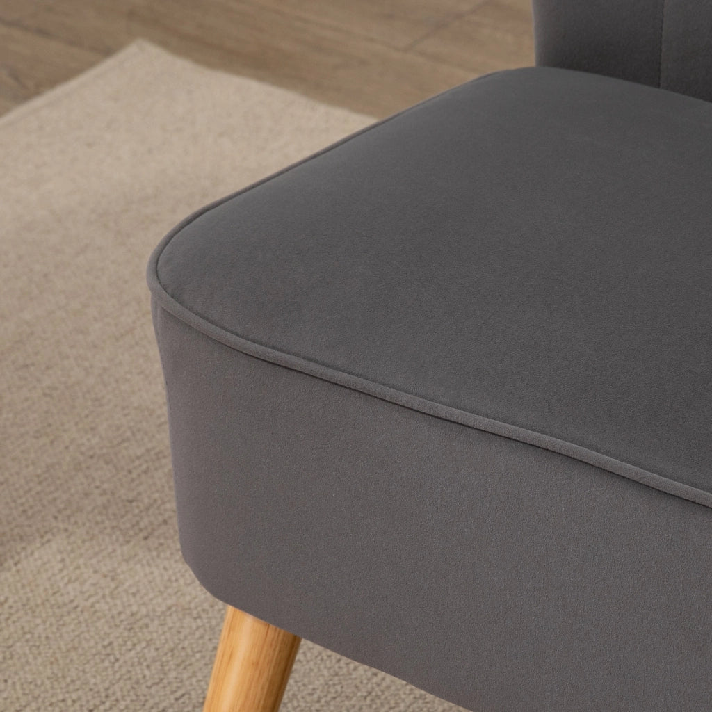 Divano a 2 posti compatto con seduta imbottita e schienale morbido in poliestere grigio scuro 117 × 56,5 × 77 cm
