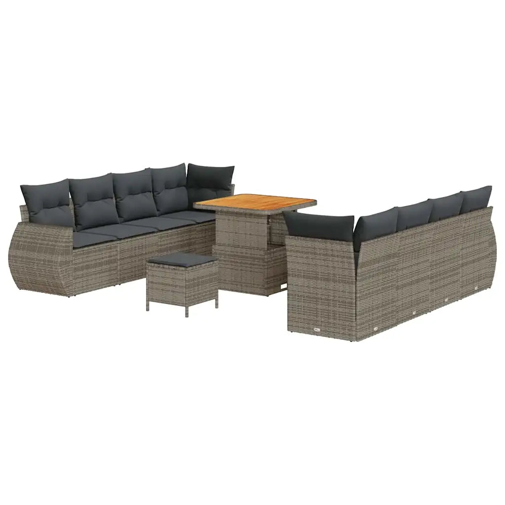 Set Divano da Giardino 11 pcs Grigio Poly Rattan 3363798