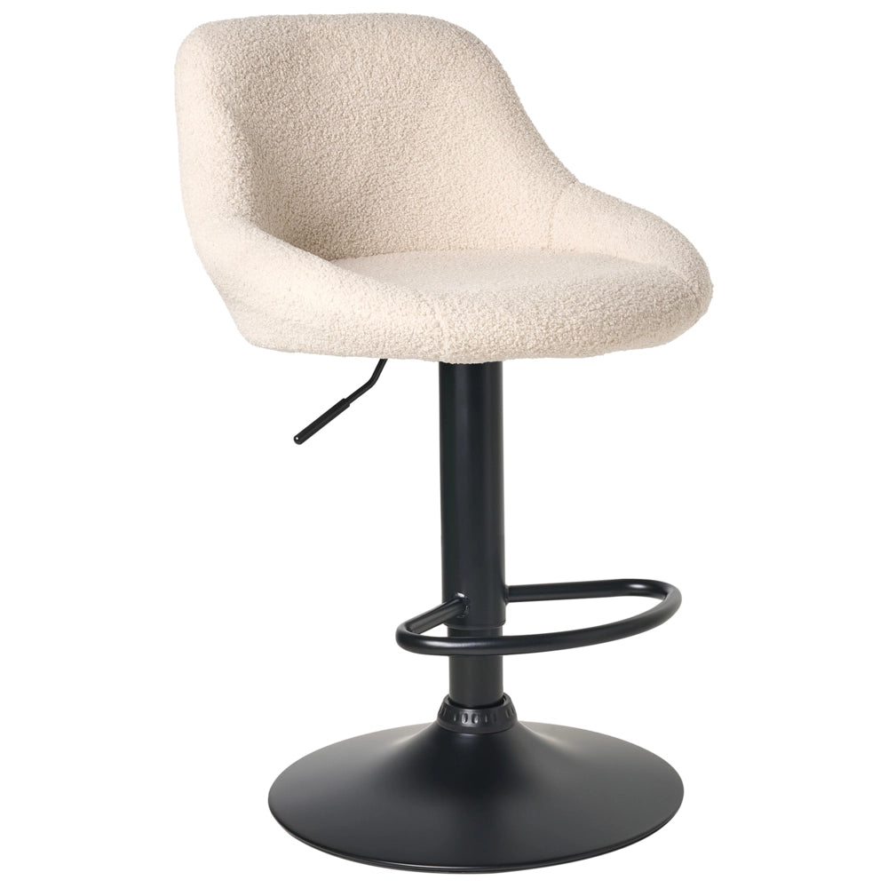 Set di 2 sgabelli da bar Seduta con imbottitura in bouclè beige chiaro Gambe nere Altezza regolabile Sala da pranzo Moderna