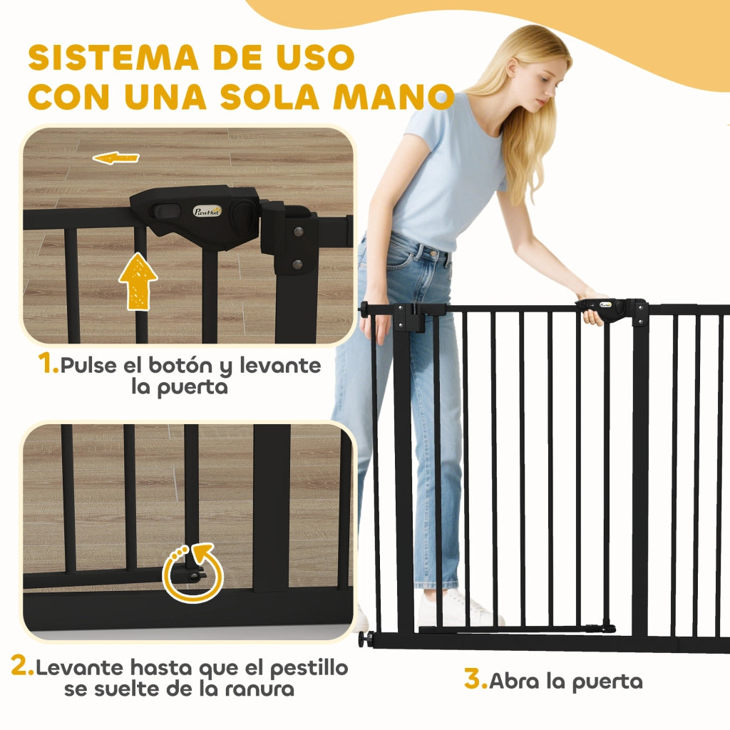 Cancelletto di Sicurezza per Cani ¨C Xylo ¨C 74-94 cm Estensibile Montaggio a Pressione Nero