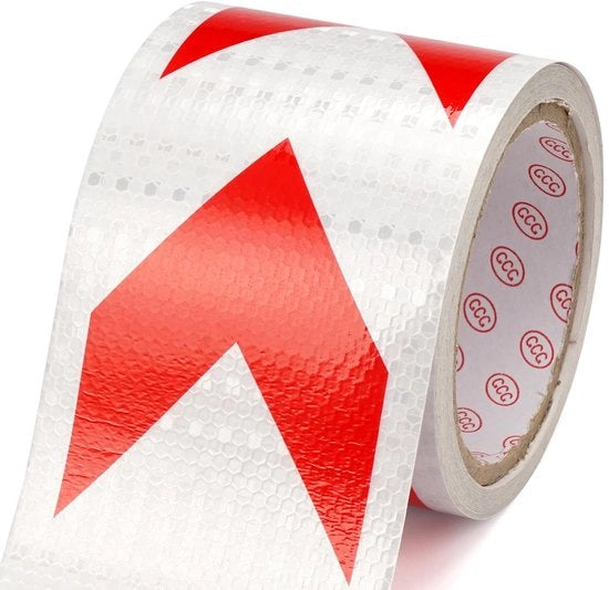 Tape Riflettente - Autocolante - 10 cm x 10 m - Impermeabile - Alta Riflettività - Alta Aderenza - Resistente alle Intemperie - Nastro di Avviso