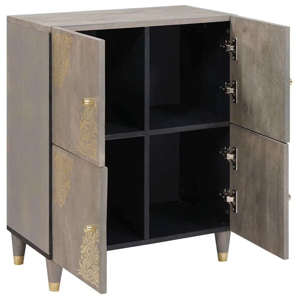 Credenza-Buffet-Armadio da cucina Grigio e Oro 60 x 33 x 75 cm Legno di mango massello 191432