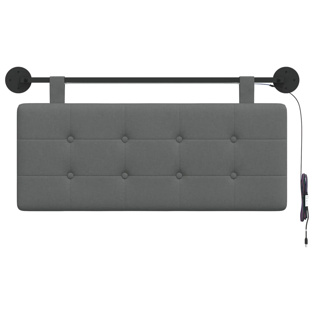 Testiera sospesa Con luce LED Grigio Scuro Tessuto