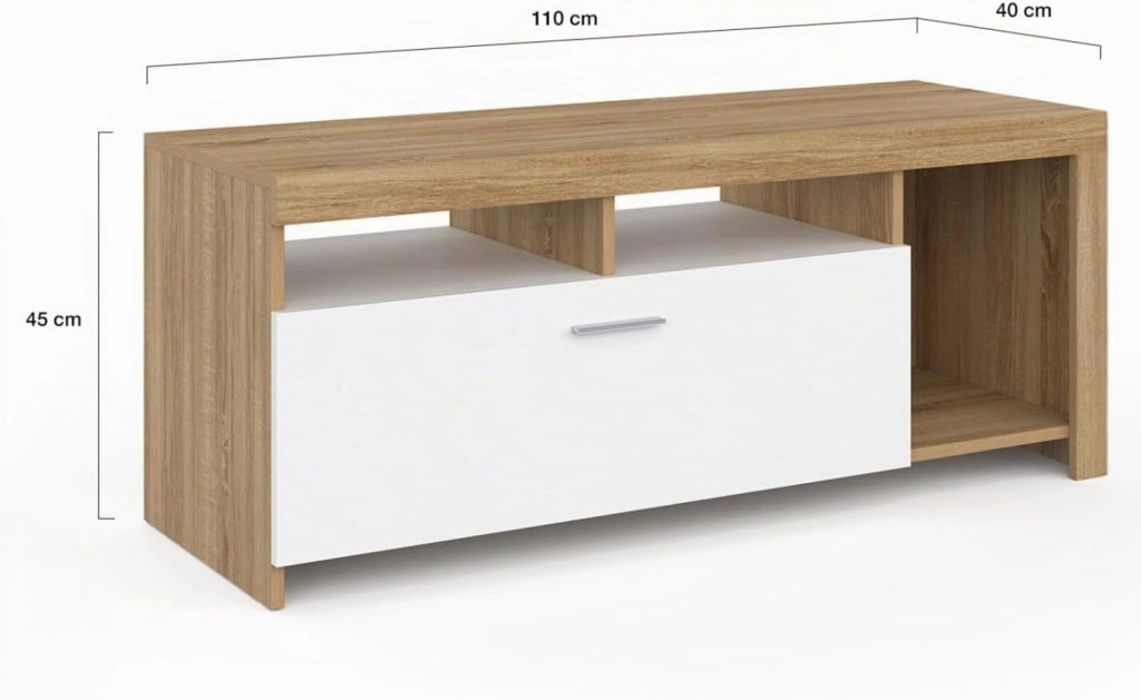 Porta TV armadio in legno e bianco MALO