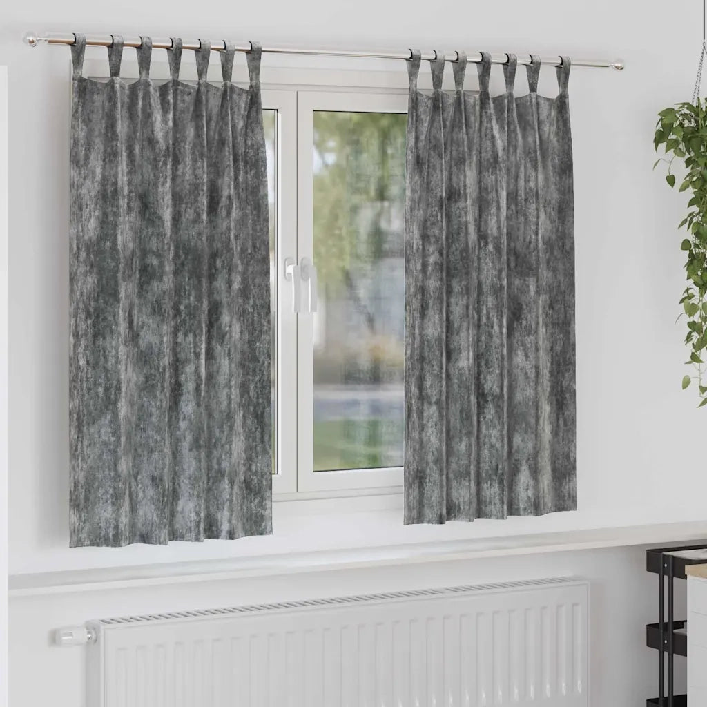Tende in Velluto con tende 2 pcs Grigio 175 x 140 cm Velluto 4107724