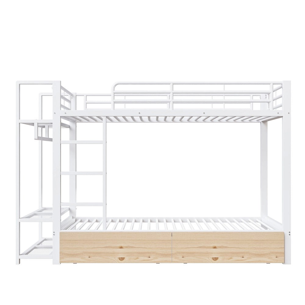 Letto a Castello con LED e Cassetti ¨C Xylo ¨C Bianco, 90x200 cm