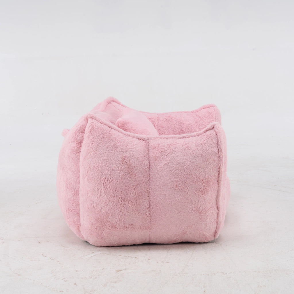 Fauteuil pouf ergonomico in pelliccia sintetica con imbottitura in schiuma, per soggiorno e camera da letto, rosa