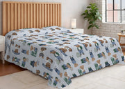 Copriletto Piquet Primavera Estate 100% Cotone Disegno Teddy - Singolo - Azzurro
