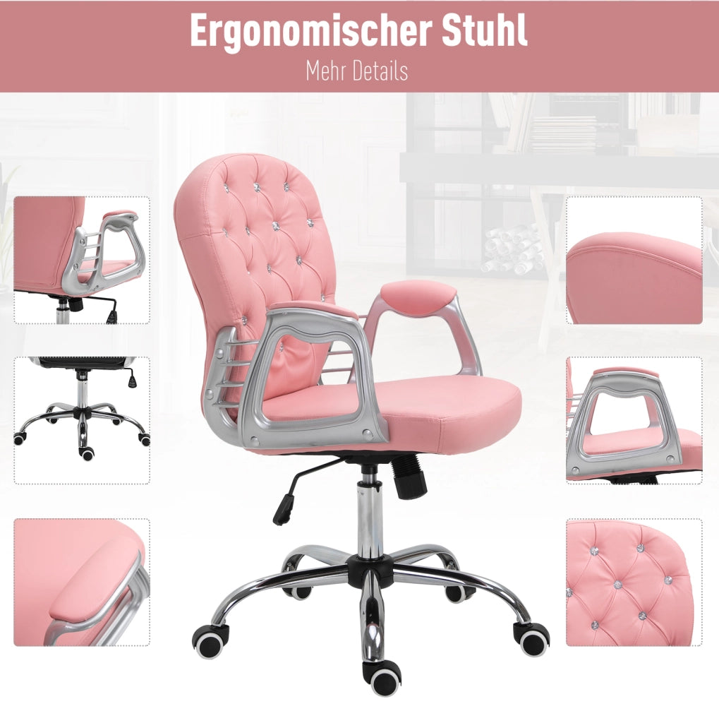 Sedia da ufficio ergonomica rosa in pelle rigenerata