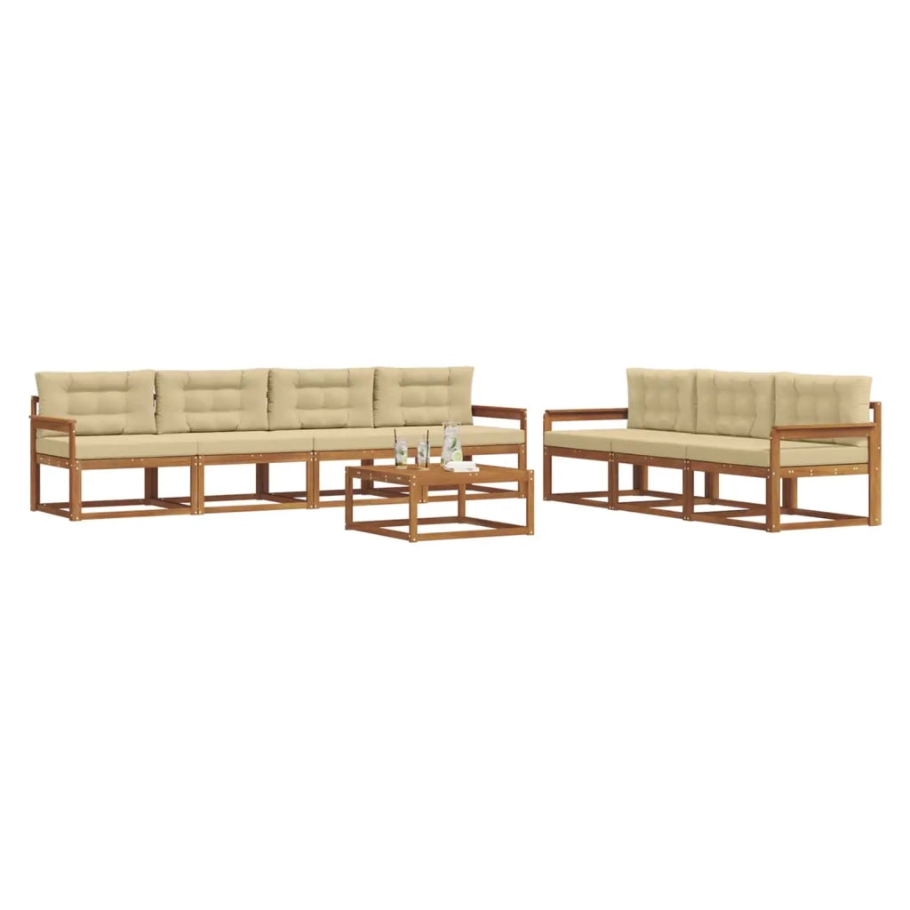 Set di divani da esterno con cuscino 8 pcs Naturale e Beige 3367291