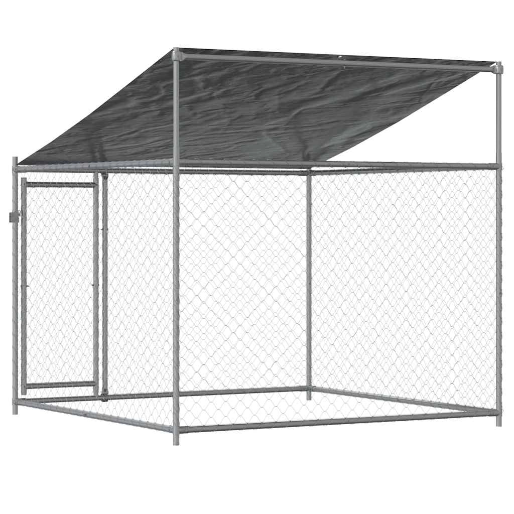 Gabbia per cani con tetto e porta 2 x 2 x 2 m acciaio zincato grigio 02_0041630
