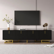 Mobile TV con 4 Ante e Ripiani; Cerniere Ammortizzate; Piedini Regolabili; Stile Moderno; in Pannello Truciolare; Nero; 160??38??44;5 cm