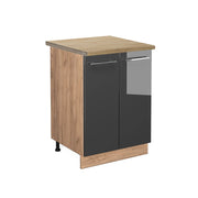 Mobiletto base cucina Fame-Line Antracite lucido/Rovere dorato 60 cm, PL Rovere Vicco