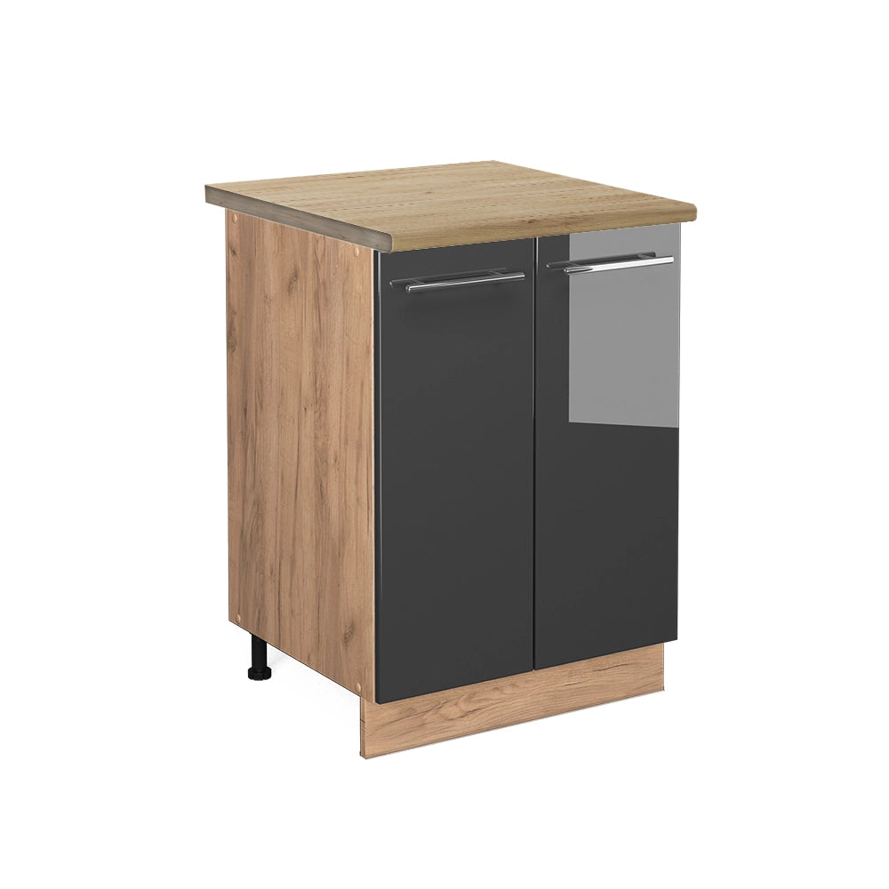 Mobiletto base cucina Fame-Line Antracite lucido/Rovere dorato 60 cm, PL Rovere Vicco