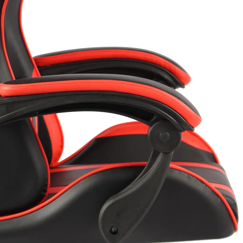 Sedia da Ufficio | Sedia da Gaming con Poggiapiedi Nero e Rosso in Similpelle